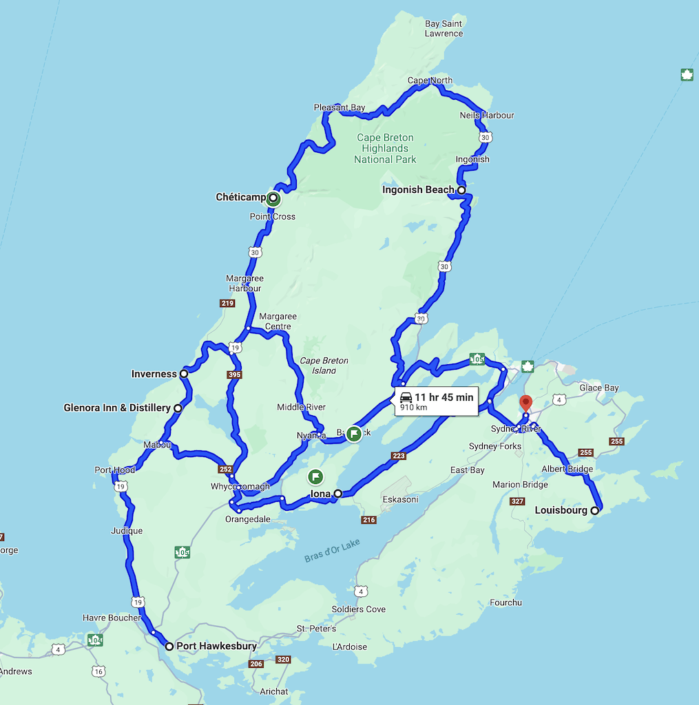 Cabot Trail fall road trip, map of Cape Breton